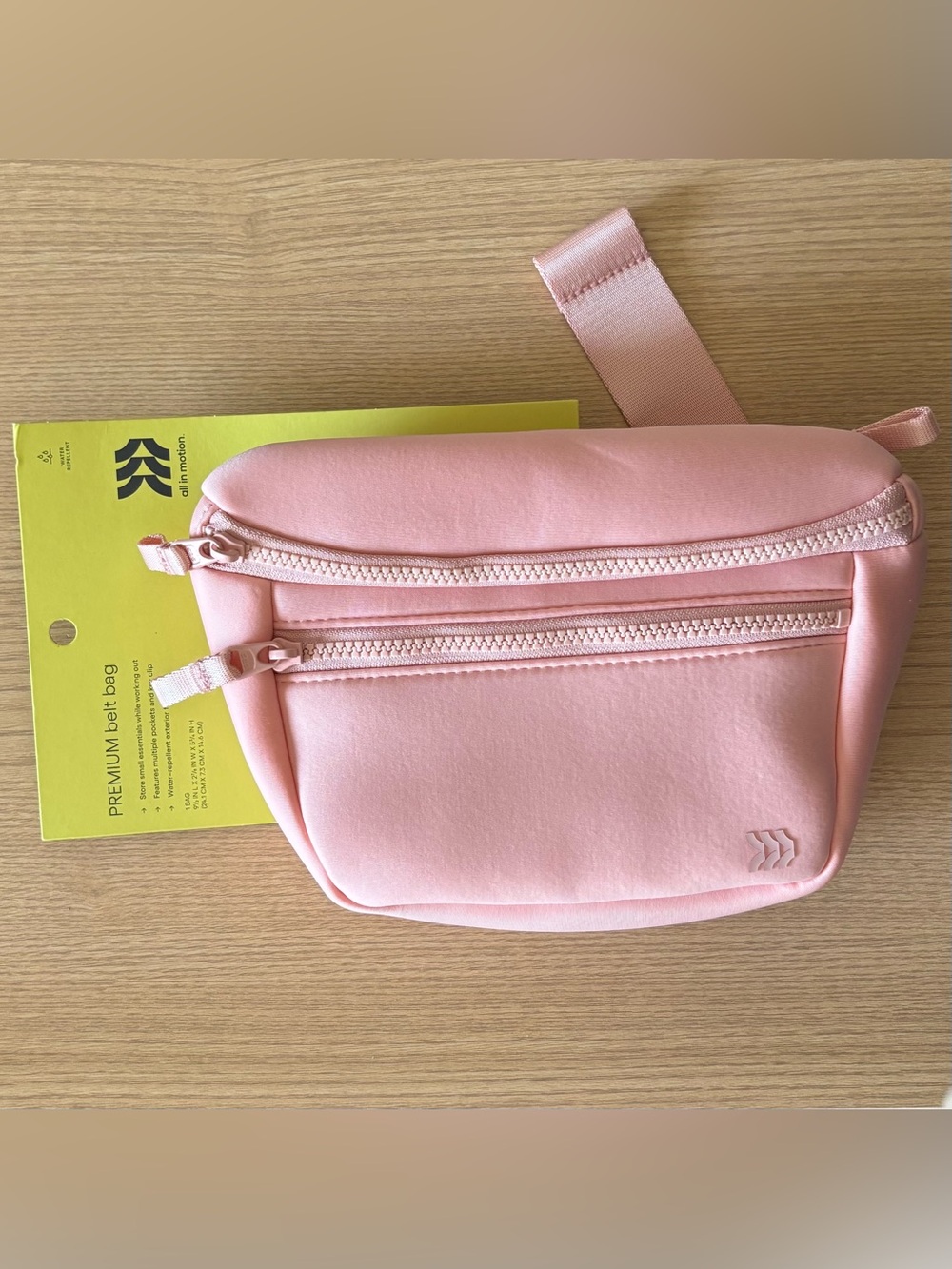 NWT All In Motion Premium Belt Bag Blush Pink Water-Resistant Knit Fanny Pack - Picture 2 of 15
